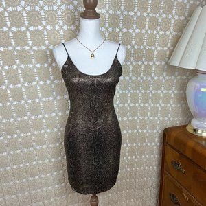 Alice + Olivia Delora Gold Snake Print Sleeveless Bodycon Mini Dress